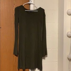 Olive flared sleeve dress
